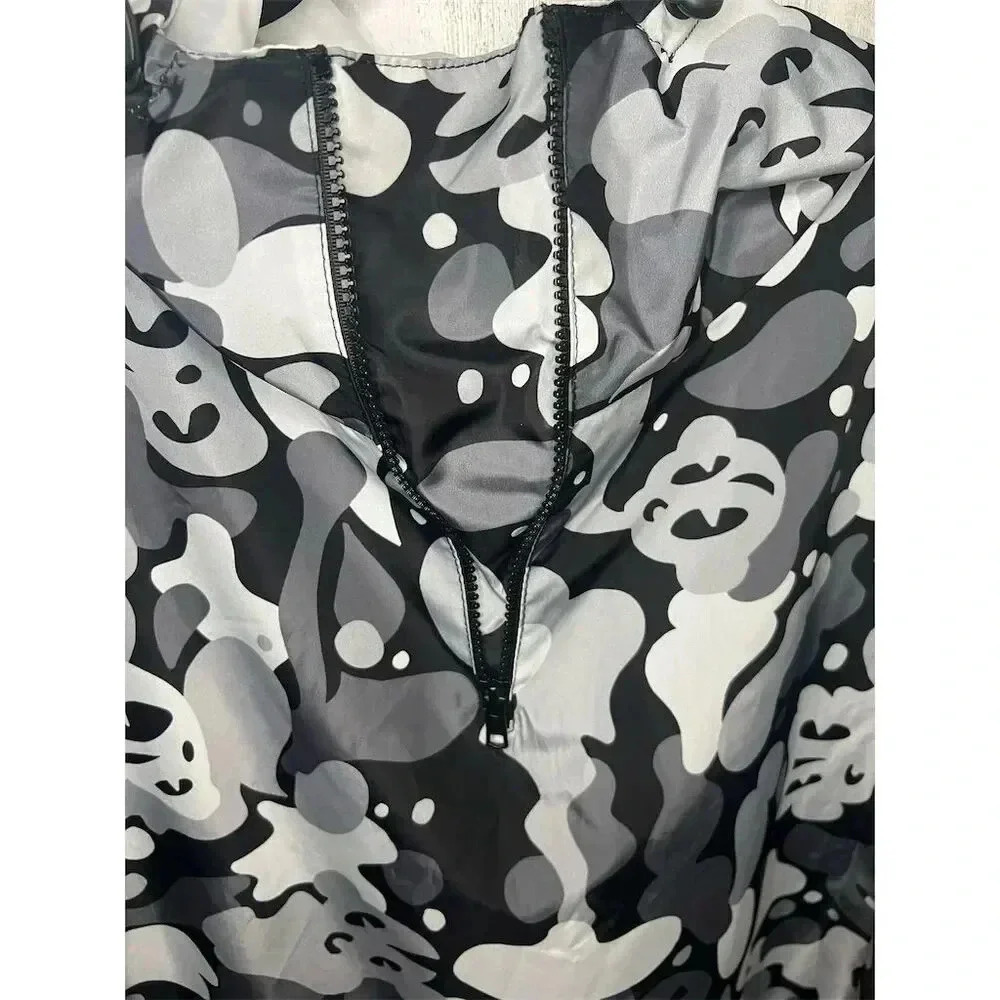 Plague Blvd Windbreaker XXL Grey Camo Ghost Anorak Quarter Zip Streetwear Jacket - Picture 5 of 8